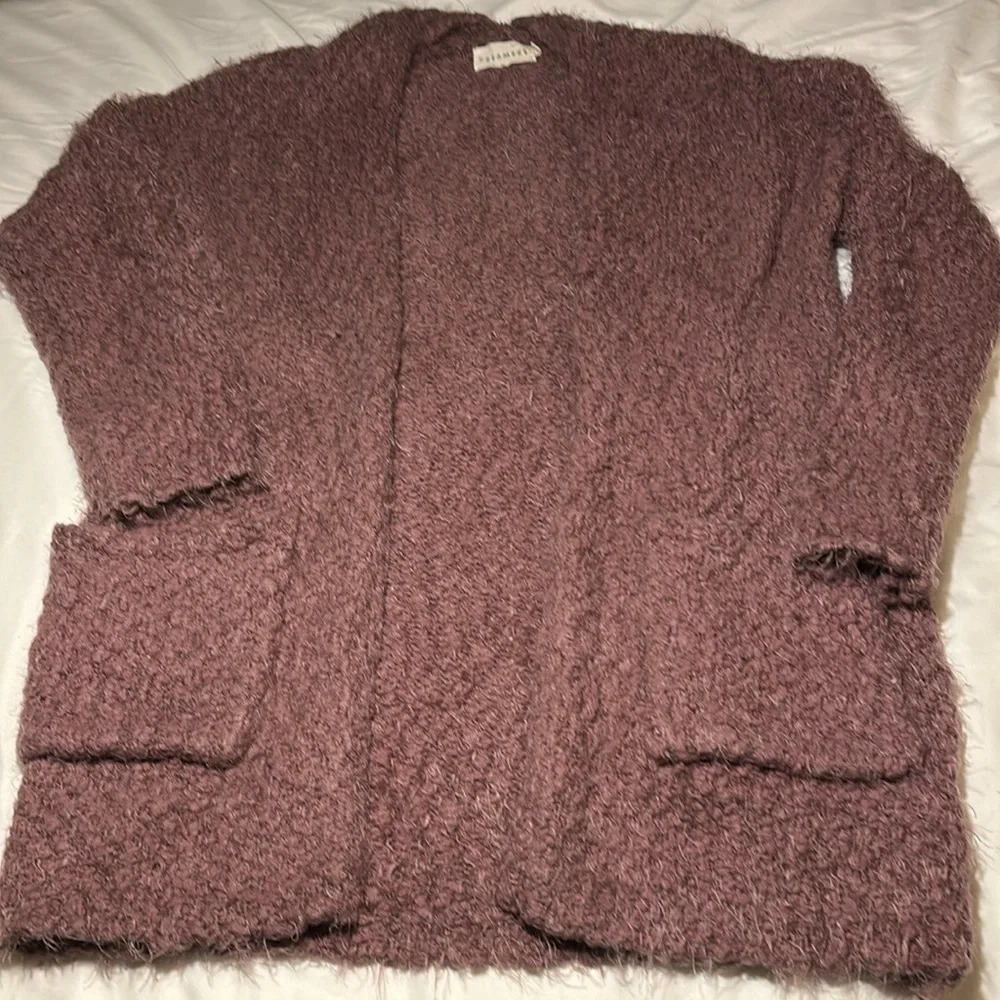 Dreamers by Durant Fuzzy, Popcorn, Chunky Open Front Cardigan with Pockets